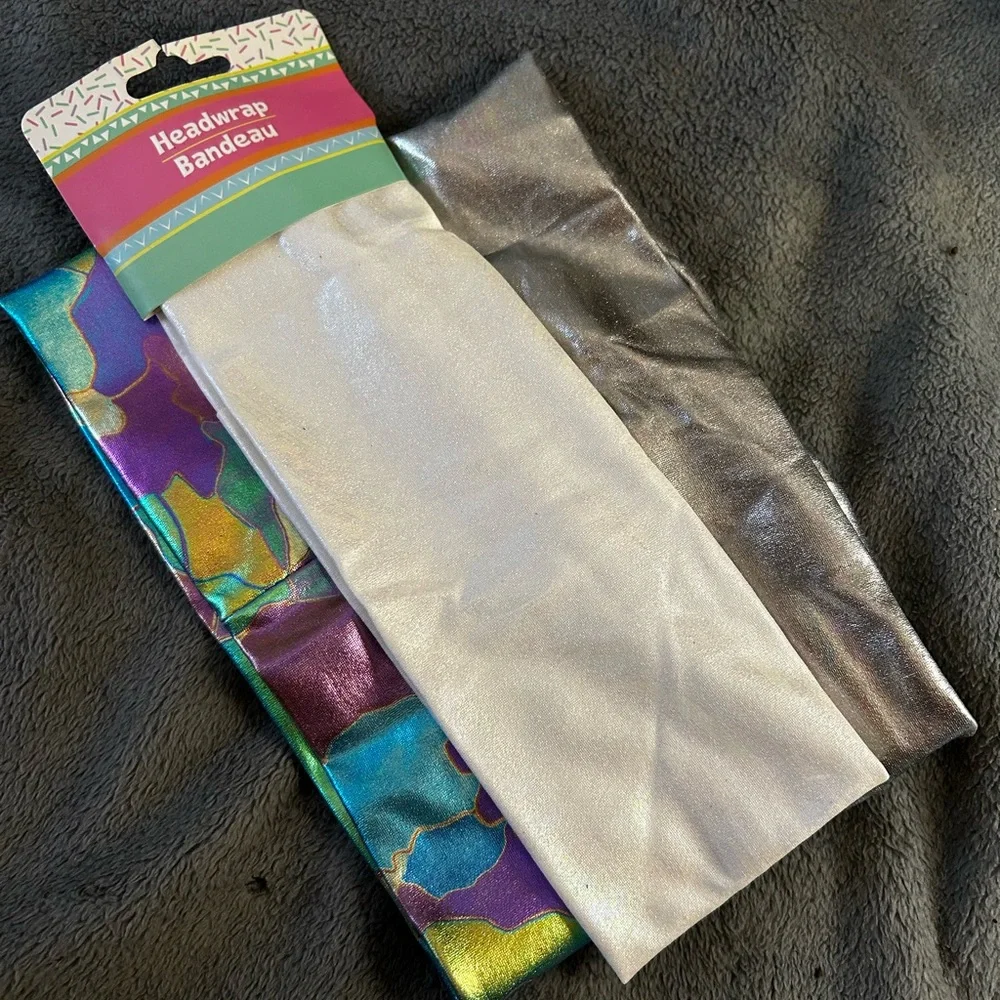 Headwrap Bandeau Metallic White and Silver Headbands - Party Headwraps
